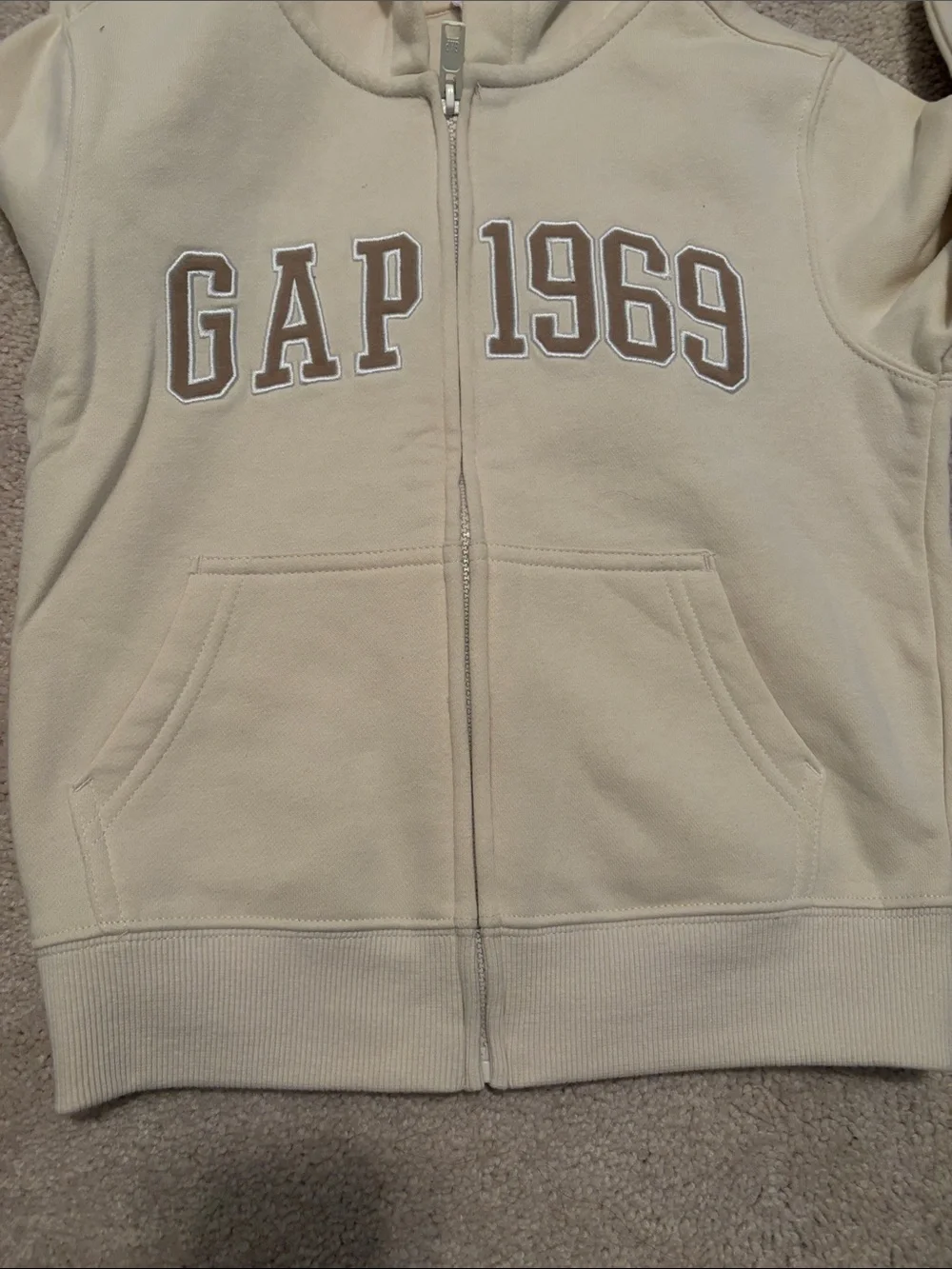 GAP Cream Zip-Up Hoodie gender neutral